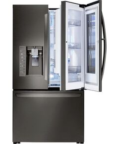 LG - 23.5 Cu. Ft. French InstaView Door-in-Door Counter-Depth Smart Wi-Fi Enabled Refrigerator - PrintProof Black Stainless Steel