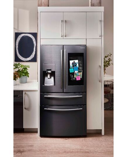 Samsung - Family Hub 22.2 Cu. Ft. 4-Door French Door Counter-Depth Refrigerator - Fingerprint Resistant Black Stainless Steel, изображение 3