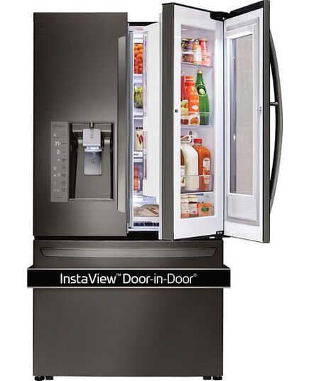 LG - 23.5 Cu. Ft. French InstaView Door-in-Door Counter-Depth Smart Wi-Fi Enabled Refrigerator - PrintProof Black Stainless Steel, изображение 8