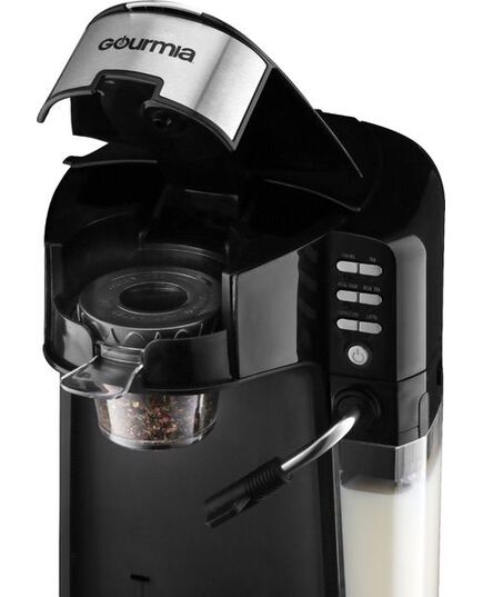 Gourmia - Single Serve K-Cup Pod Coffee Maker with Built-In Frother - Black/Stainless Steel, изображение 3