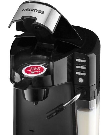 Gourmia - Single Serve K-Cup Pod Coffee Maker with Built-In Frother - Black/Stainless Steel, изображение 4