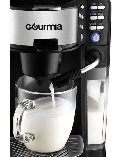 Gourmia - Single Serve K-Cup Pod Coffee Maker with Built-In Frother - Black/Stainless Steel, изображение 6